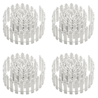 4 Pcs 35 Inch Mini Christmas Garden Fence, White Miniature Fairy Garden Fence Mini Wood Picket Ornament Fence for Dollhouse Village Landscape Home Garden Plant Pot, DIY Diorama Project