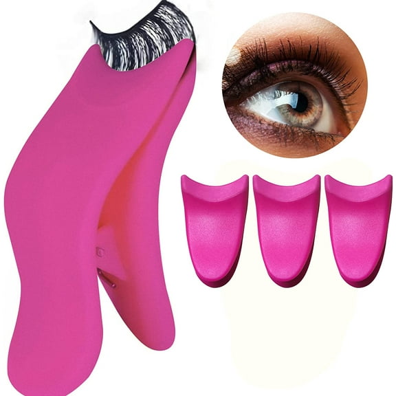 4 Pcs 35mm Width False Eyelash Tool with Silicone Clip Design, Eyelash Tweezers for False Lashes, False Eyelashes Applicator Tool Eyelash Comb Makeup Cosmetic Tool