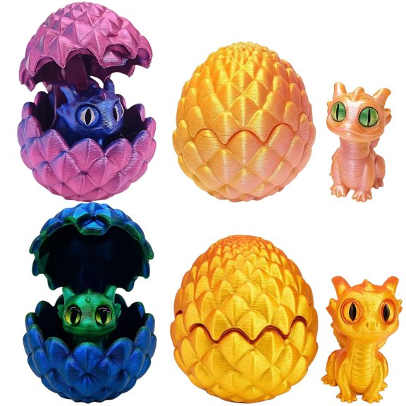 4 Pcs 3D Dragons Eggs With Dragon Inside Set, Mini Animals Desk Decor, Creative Gift For Collectors Enthusiasts Small Sculpture