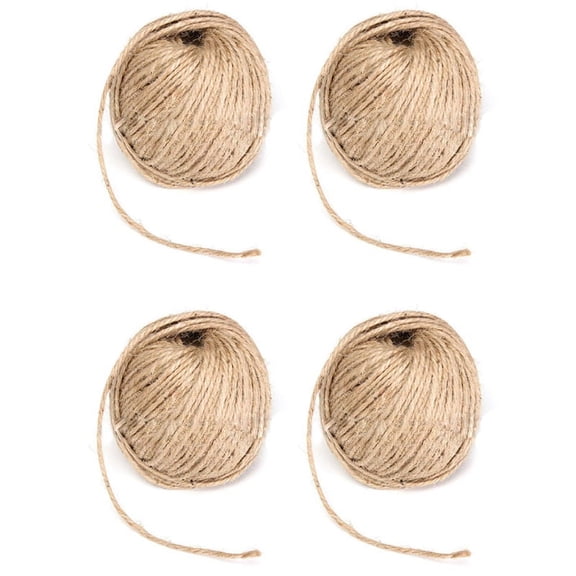 4 Pcs 3MM Thick Brown Rustic Twine Hessian String Cord Rope for Hand Craft 50M