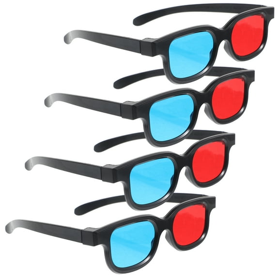 4 Pcs 3d Glasses Computer Tv Eyeglasses for Movies at Home Red and Blue Television Three-dimensional Plastic