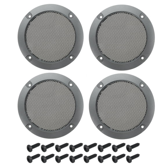 4 Pcs 3inch Black Speaker Grill Mesh Metal Woofer Guard Protector Dust Cover Iron Gray Decorative Circle ABS Frame with Screws