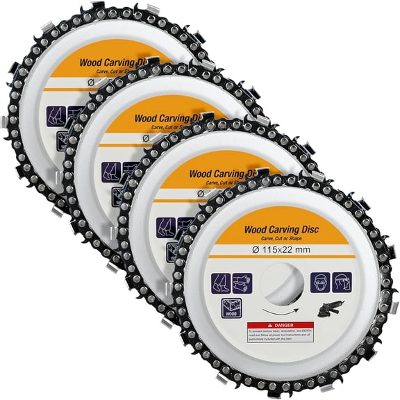 4 Pcs 4-1/2 Inch Wood Carving Disc Cut Chain Grinder Disc 7/8" Arbor for 4.5"/115mm Angle Grinder Woodworking Cutter Tool, Circular Saw Blade 13 Teeth
