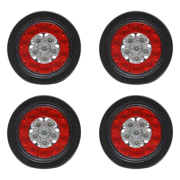 4 Pcs 4"16 LED Round Trailer Tail Lights Red Stop Turn Brake Lights White Reverse Backup Lights