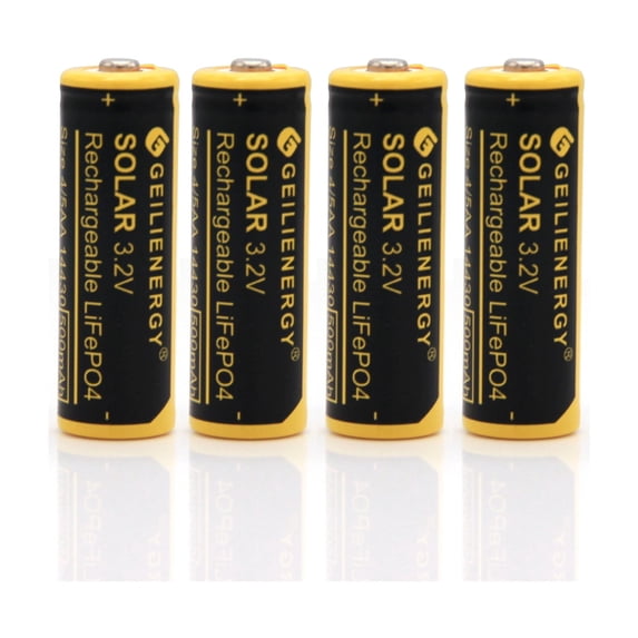 (4 Pcs) 3.2v 4/5 AA 14430 500mAh LiFePO4 Lithium Rechargeable Solar Battery for Outdoor Solar Lights