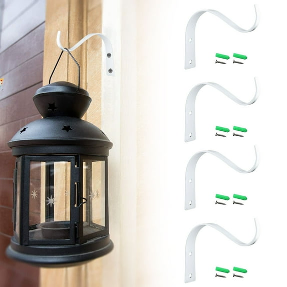 4 Pcs 4.5'' Hooks for Hanging, Plant Hanger Indoor Outdoor, Heavy Duty Metal Plant Hanger for Hanging Planter, Plant Hooks for Wall, Hanging Plant Wall Plant Holder, Plant Hanger Bracket, White