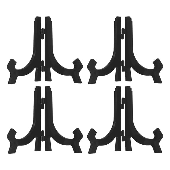 4 Pcs 4" Acrylic Easel Display Stand, Folding Plate Display Stands Holder for Display Frames, Black