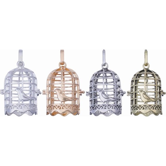 4 Pcs 4 Colors Bird Cage Pendant Alloy Bird Cage Charms Bird Cage Pendant Charms