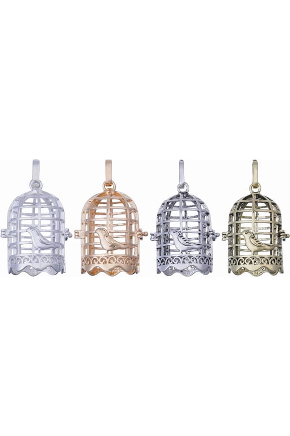 4 Pcs 4 Colors Bird Cage Pendant Alloy Bird Cage Charms Bird Cage Pendant Charms