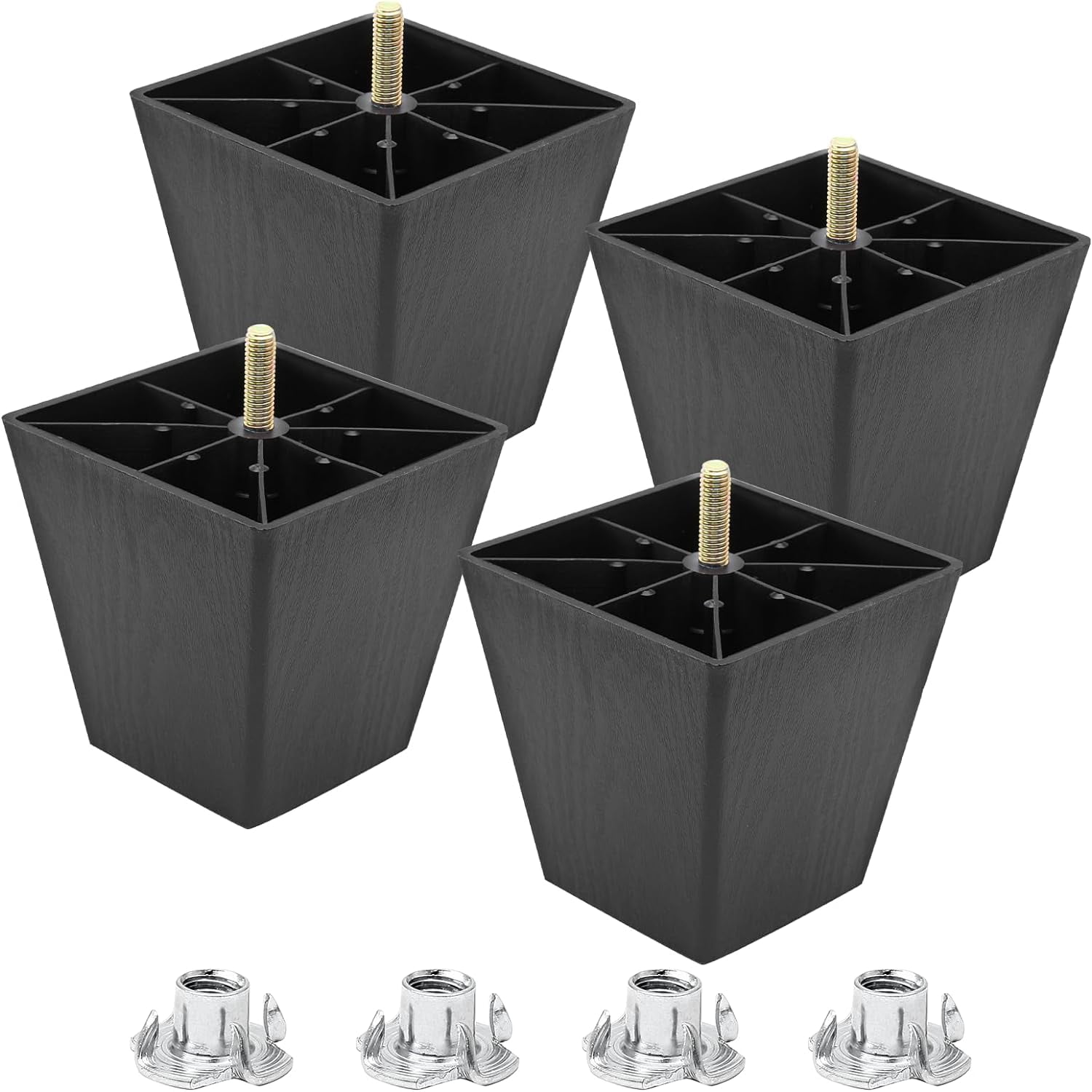 4 Pcs 4 Inch Plastic Table Legs, Black Tapered , Square Sofa ...