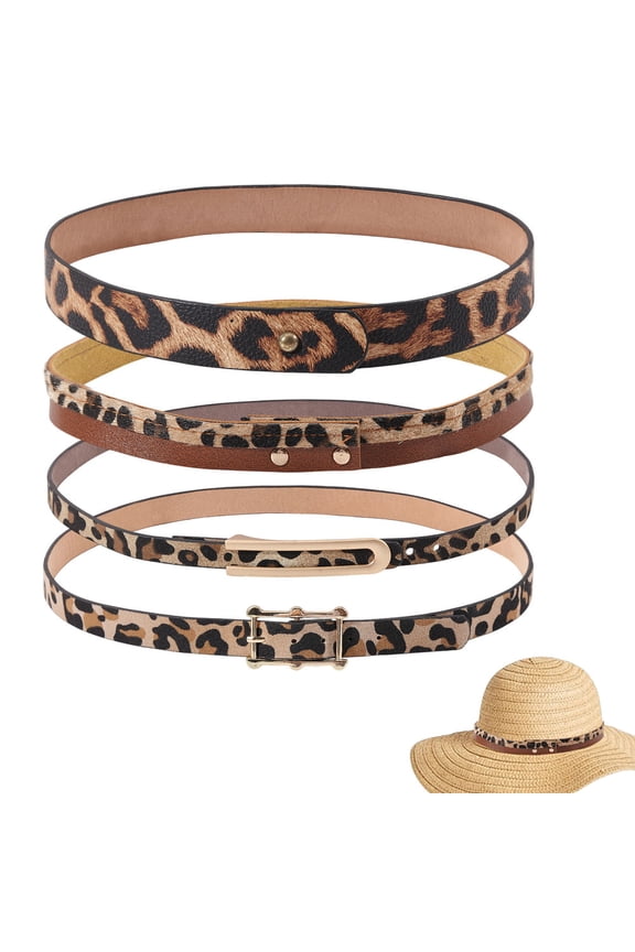 4 Pcs 4 Style Cowboy Hat Bands Western PU Leather Hats Belt Replacement With Alloy Clasps Rancher Fedora Strap Rodeo Headbands for Men Women