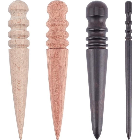 4 Pcs 4 Styles Leather Craft Slicker Burnisher Leather Polished Rods Edge Burnisher Slicker Tool Mixed Color 1pc/style
