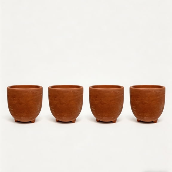 4 Pcs 4 inch Handcrafted Tri-legged Terracotta Flowerpot for Phalaenopsis and Succulents,Kids' DIY Projects, Home Decor, Storage, and Pen Holder