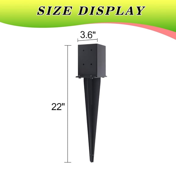 4 Pcs 4" x 4" Fence Post Anchors - Heavy Duty Metal Ground Spike with Black Powder Coated Support for Mailboxes, Fences, Trellis Posts, Banners