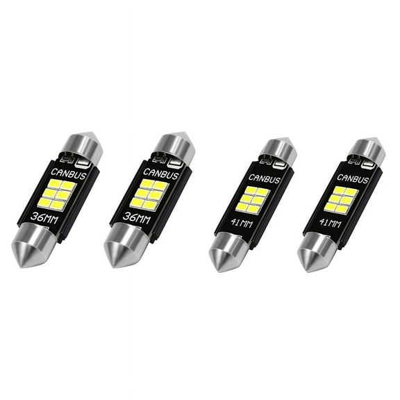 4 Pcs 400 Lumens 3020 Chipset Canbus Error Free Led Bulbs for Interior Car Lights License Plate Dome Map Door Courtesy Festoon De3175 6428 Xenon White, 2 Pcs 41Mm & 2 Pcs 36Mm