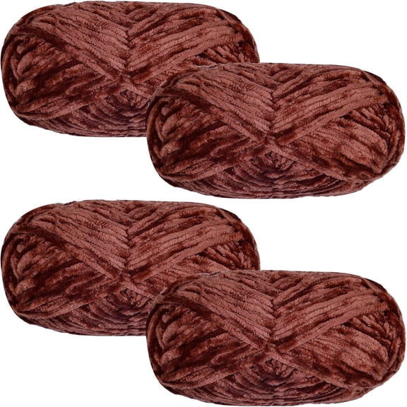 4 Pcs 400g Soft Chenille Yarn Velvet Yarn for Crocheting,Fluffy Yarn for Knitting and Crochet DIY Craft,Warm Yarn for Blanket Bag Hat Scarve Clothe Gloves Slippers Doll