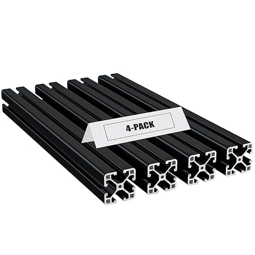 4 Pcs 4040 T Slot Aluminum Extrusion Profile, 48" Durable Extruded Aluminum Profile, Anodized European Standard Linear Rail, for 3D Printers, DIY Projects, Automation Equipment, Black