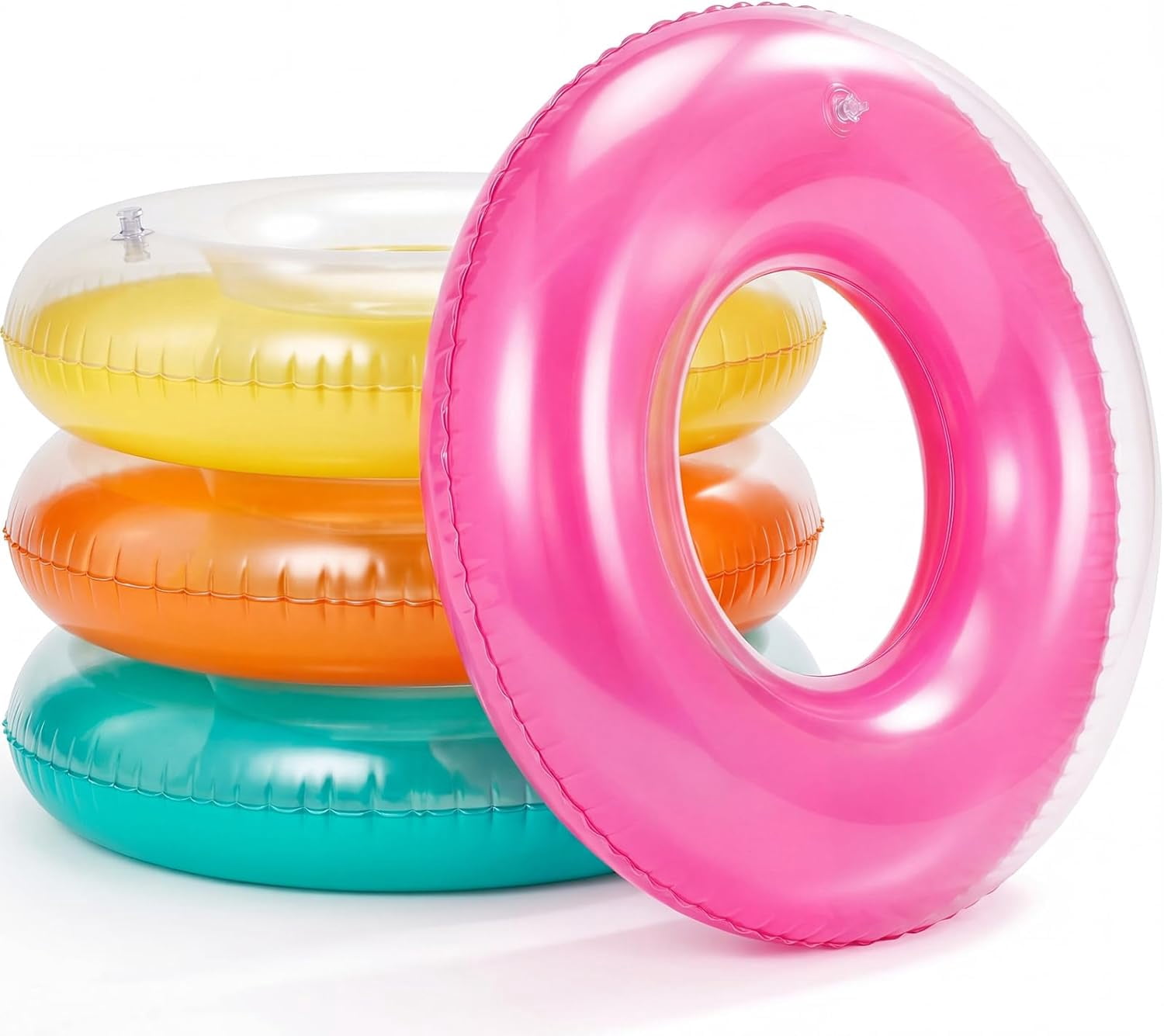 4 Pcs 42 Inch Large Inflatable Pool Float for Adults Neon Clear Swim ...