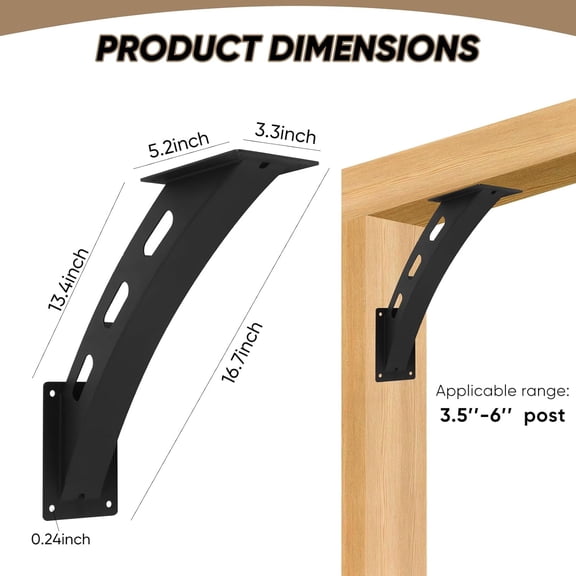 4 Pcs 45 Degree Angle Support , Wood Post and Beam Angle Support , 45 Degree Corner Braces Inside Joint for Gazebos, Tree Houses, Cabins and Patios