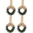 thumbnail image 1 of 4 Pcs 4in Christmas Mini Cabinet Wreaths with Ribbon Bows Red Berry Artificial Small Kitchen Wreath for Window Front Door Farmhouse Wall Xmas Decorations Beige, 1 of 8