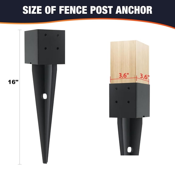 4 Pcs 4x4 Fence Post Anchor Ground Spike - Mailbox Post Anchors, for Deck,Fence,Railing,Mailbox