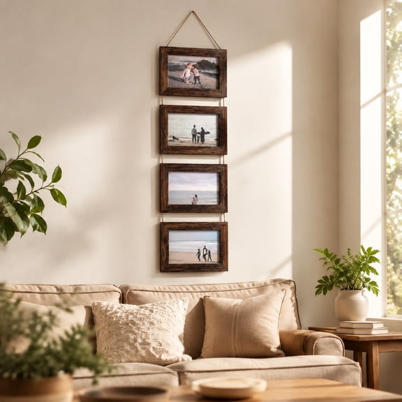 4 Pcs 4x6 Wooden Picture Frames with Glass, Rustic Collage Photo Display for Wall or Tabletop