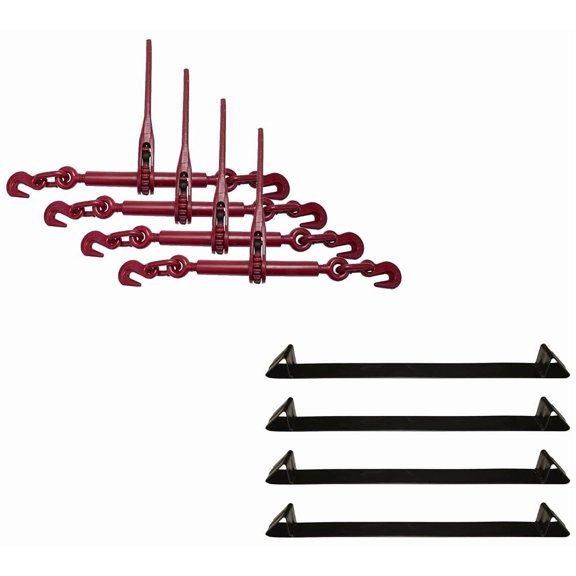 4 Pcs 5/16" - 3/8" Ratchet Chain Binder, 4Pcs Coil Racks for Steel Coils Securement