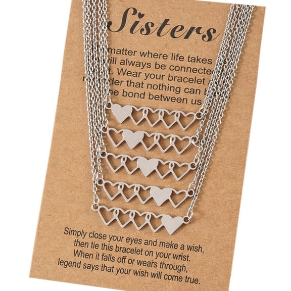4 Pcs/5 Pcs Best Friend Necklace Sister Necklace Suitable for Matching Heart Pendants Long Distance Friendship Jewelry
