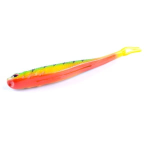 4 Pcs 5" Soft Plastic Fluke Split Tail Swimbait Slotted Belly Jerkbait for Bass - Firetiger Perch