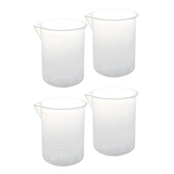 4 Pcs 50 Ml Laboratory Plastic Water Liquid Measuring Cup Transparent_wm25