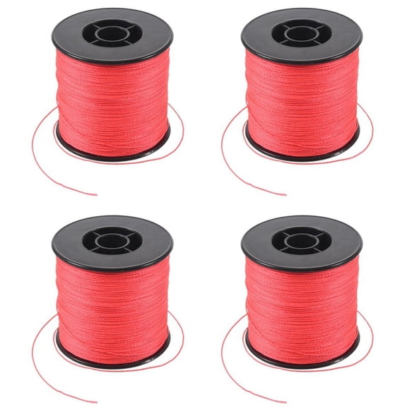 4 Pcs 500M 100LB 0.5mm Super Strong Braided Fishing Line PE 4 Strands Color:Red,4 x Fishing Line,Red