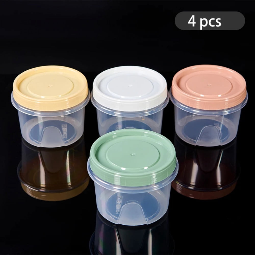 4 Pcs 500ml Round Food Fresh Keeping Box Kitchen Refrigerator Storage ...
