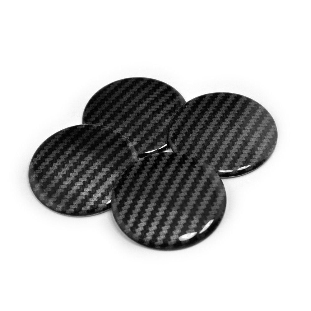 4 Pcs 50mm Carbon Fiber Stripe Car Emblem Hub Wheel Center Cap Cover ...