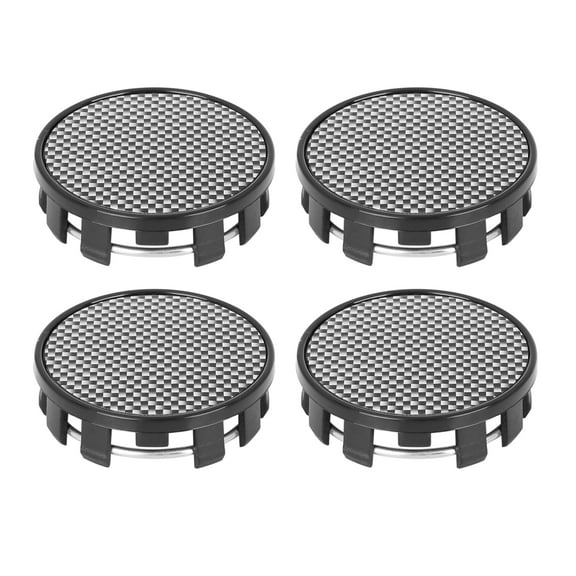 4 Pcs 54mm 9 Lugs Universal Black Auto Car Wheel Tyre Center Hub Caps Protector Carbon Fiber Pattern