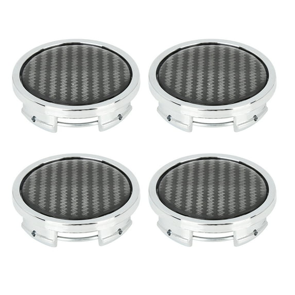 4 Pcs 57mm 4 Lugs Universal Silver Tone Auto Car Wheel Center Caps Hub Auto Carbon Fiber Pattern Cover