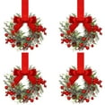 thumbnail image 1 of 4 Pcs 6" Christmas Wreath Mini Cabinet Wreaths for Kitchen with Ribbon Bows Red Berry Small Window Wreaths for Window Door Farmhouse Wreath Christmas Party Decorations By PULMCheerger, 1 of 5