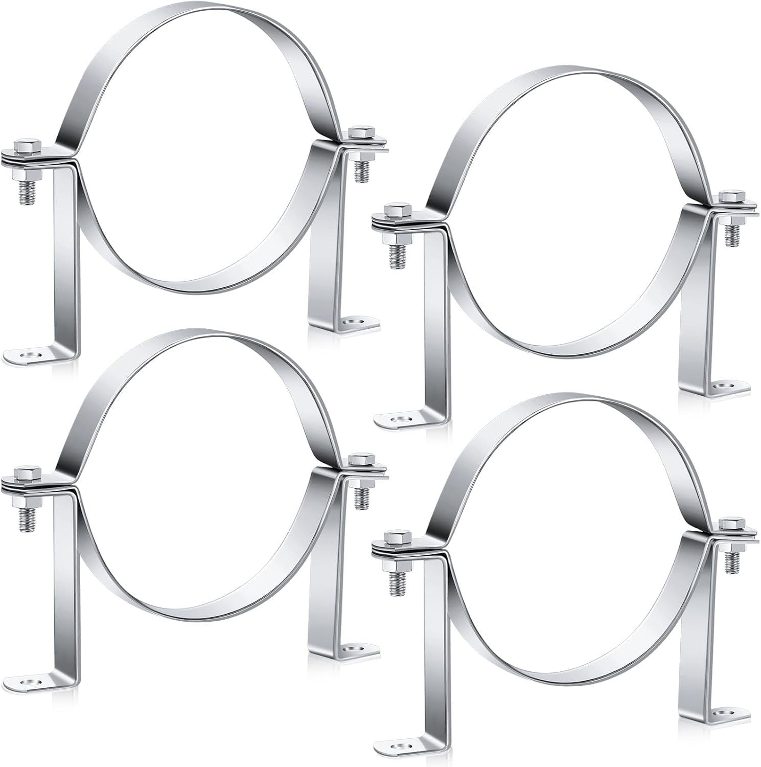 4 Pcs 6 Inch B Vent Wall Strap Round Gas Vent Pipe Strap Rigid Split Ring Hanger Galvanized Steel Support Bracket For Furnace Water Heater Duct Installation