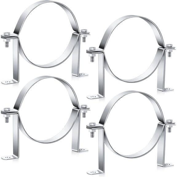 4 Pcs 6 Inch B Vent Wall Strap Round Gas Vent Pipe Strap Rigid Split Ring Hanger Galvanized Steel Support Bracket For Furnace Water Heater Duct Installation