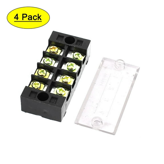 4 Pcs 600V 25A 4P Screw Electric Barrier Terminal Block Cable Connector Strip