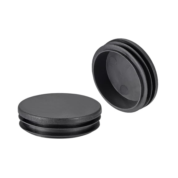 4 Pcs 60mm Dia Plastic Tubing Plug Round Post End Caps for Handrail Stair Newel Guardrail Tube Black