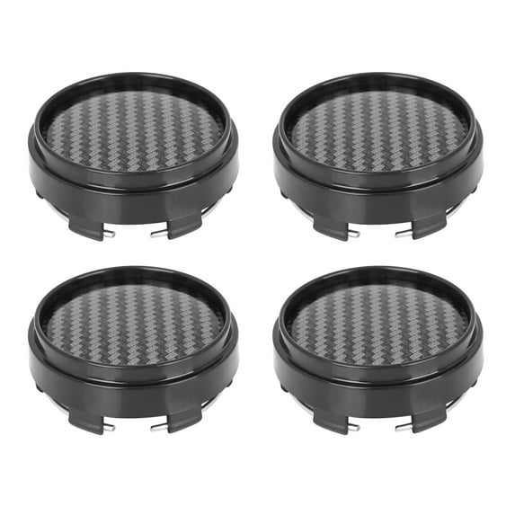 4 Pcs 66mm 6 Lugs Bright Black Carbon Fiber Pattern Auto Car Wheel Tyre Center Hub Caps Cover Protector