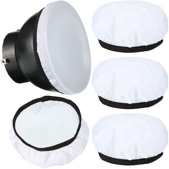 4 Pcs 7"/18cm Light Diffuser Sock Soft White Cloth Diffuser Lamp Cover Lampshade Reflector, Fit for 5.5" to 7" Studio Strobe Reflectors Video Shooting Light Flash Wedding Photography