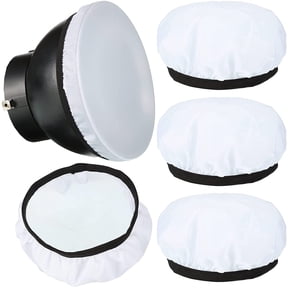 4 Pcs 7"/18cm Light Diffuser Sock Soft White Cloth Diffuser Lamp Cover Lampshade Reflector, Fit for 5.5" to 7" Studio Strobe Reflectors Video Shooting Ring Light Flash Wedding Photography