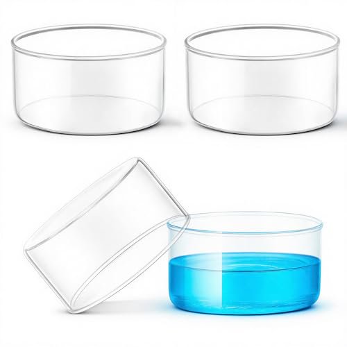 4 Pcs 740ml Crystallizing Dish Flat Bottom No Spout 125mm Diameter x 65mm Height Borosilicate Glass Crystallizing Dish for Crystallization Evaporation Laboratory$$Other