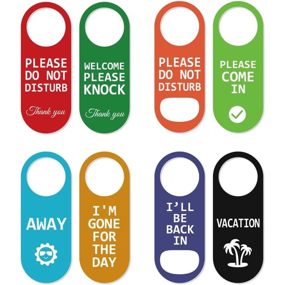 4 Pcs 8 Options Do Not Disturb Door Hanger Sign Double Sided Please Do Not Disturb Hanger Sign Funny Style PVC Notice Hanger Sign for Home Offices Online Meetings and Classes 9.25x3.54 Inch diy