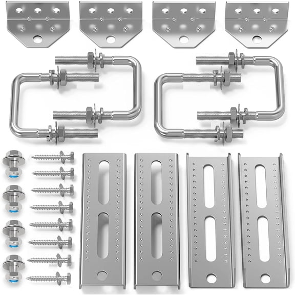 4 Pcs 8 inch Galvanized Swivel Top Bunk Bracket Kit with Hardware, for 3"x3"2"x3",1.5"x3" Boat Trailer Bunk Brackets, for Boat Trailer Bunk Brackets & Square U-Bolts - Fishing Boat or Sailboat