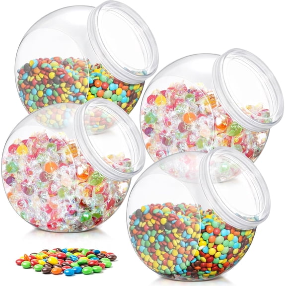 4 Pcs 80 oz Plastic Candy Jar with Lid for Candy Buffet Large Storage Jar Clear Food Storage Canisters Kitchen Countertop Container for Cookies Snacks Indoor Outdoor