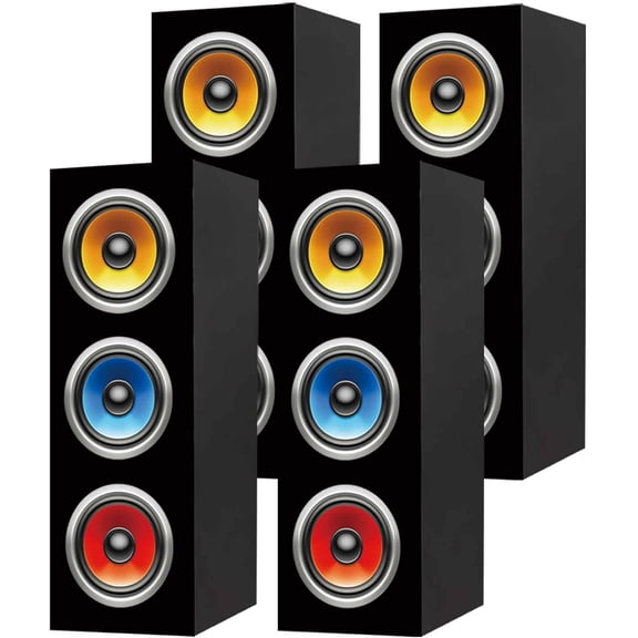 4 Pcs 80s 90s Party Decorations Hip Hop Party Favor Large Paper Boombox Boxes for Retro 1980s 1990s Theme Music Neon Decoration 17 x 6 x 6 Inches (Colorful)