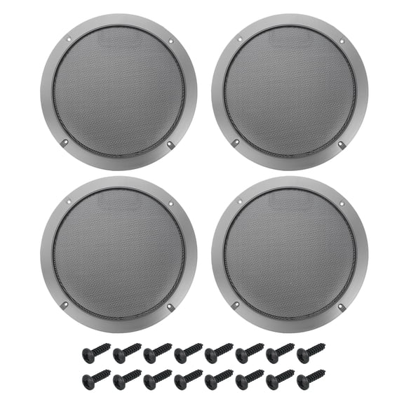 4 Pcs 8inch Black Speaker Grill Mesh Metal Woofer Guard Protector Dust Cover Iron Gray Decorative Circle ABS Frame with Screws