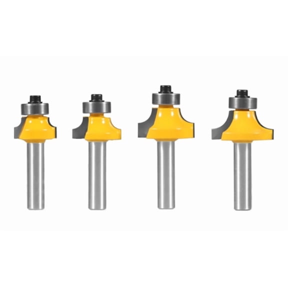 4 Pcs 8mm Shank Roundover Router Bit Set Woodworking Milling Cutter For Edge Rounding And Chamfering ,High Efficiency
